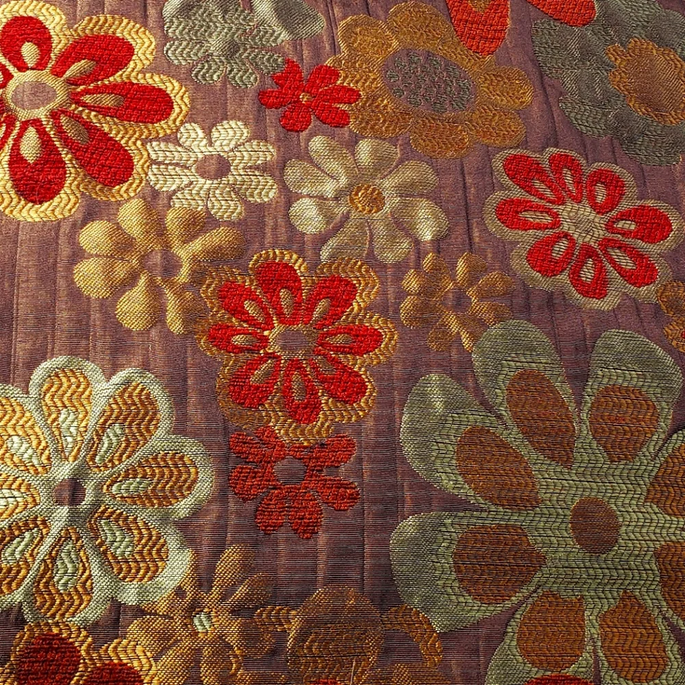 Vtg Tapestry Embroidered Dark Earthy Fall Floral Faux Suede Decorative Pier One